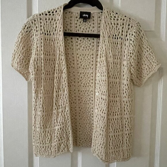 Stussy Crochet Knit Button Up - Picture 1 of 6
